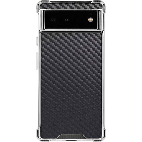 Black Carbon Fiber Specialty Texture Material Google Pixel 6 Clear Case